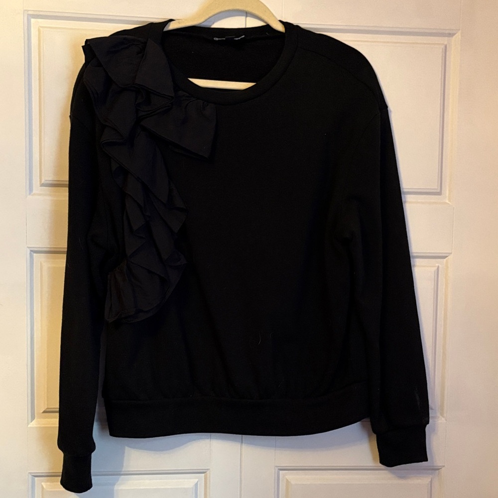 Express Black Ruffle Sweatshirt